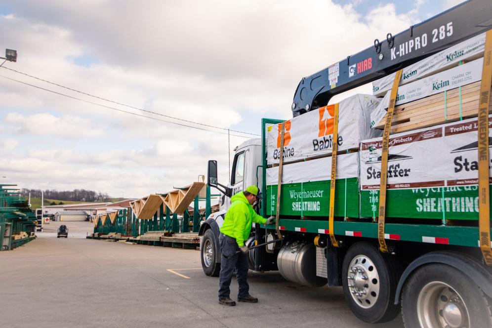 Loading Keim Truck in Lumber Yard
