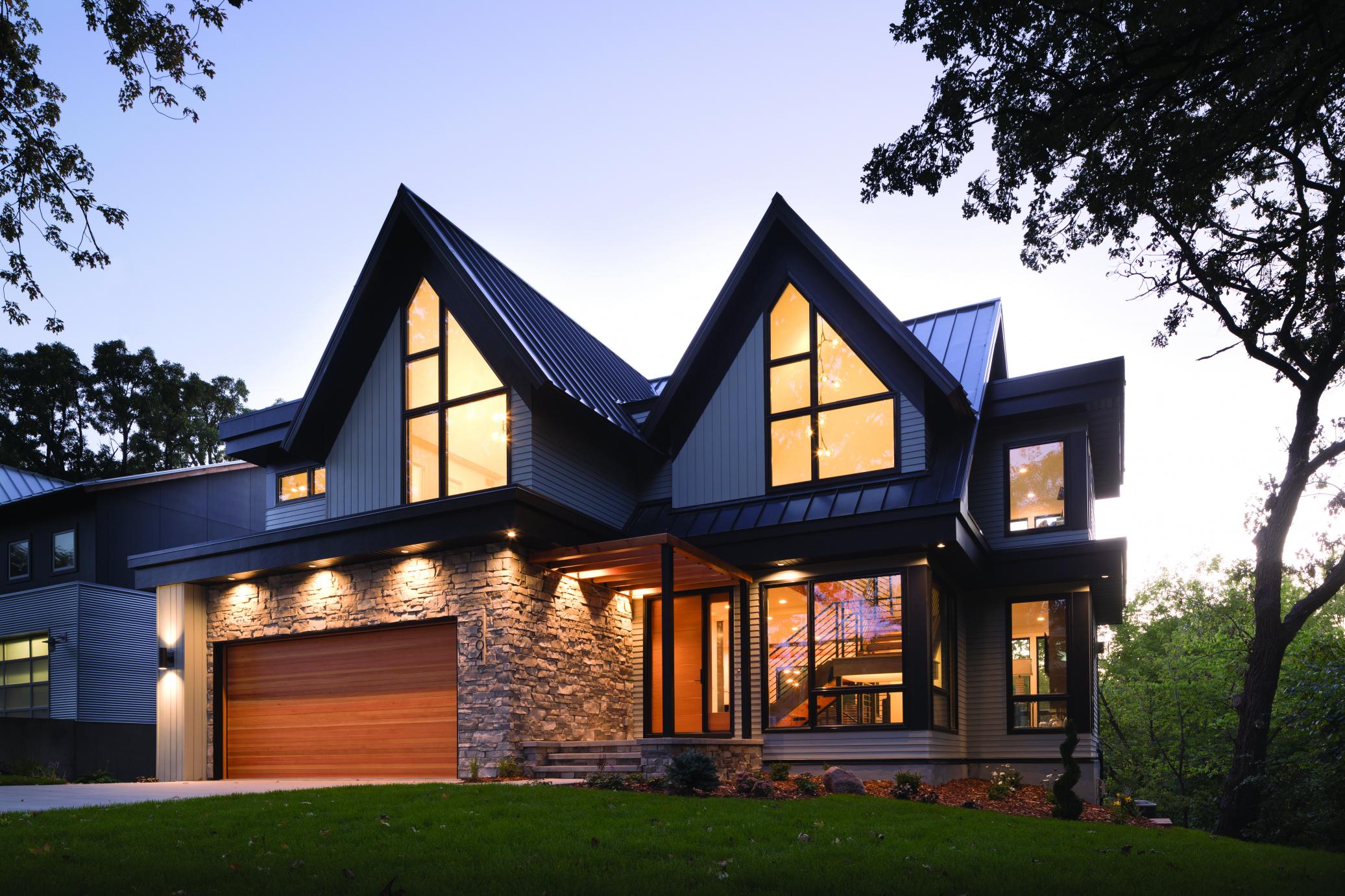 Casement windows in a home exterior